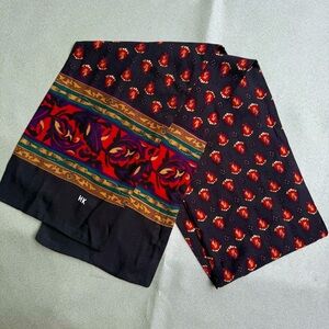 Unbranded HK Cotton Rectangular Black Horses Neck Scarf Tie 8”x 60”